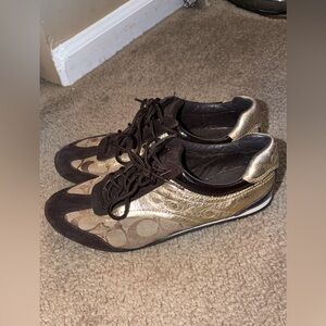 Coach Gold and Brown Women's Sneakers